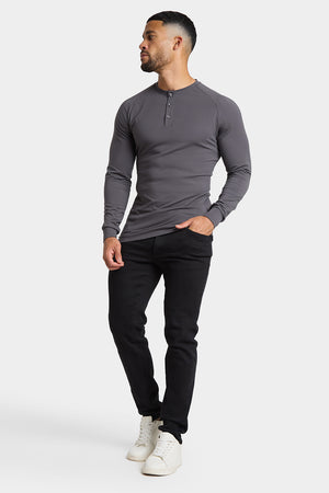 Long Sleeve Everyday Henley T-Shirt in Dark Graphite - TAILORED ATHLETE - ROW