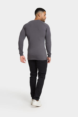 Long Sleeve Everyday Henley T-Shirt in Dark Graphite - TAILORED ATHLETE - ROW