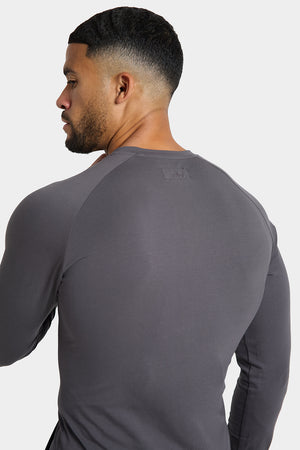 Long Sleeve Everyday Henley T-Shirt in Dark Graphite - TAILORED ATHLETE - ROW