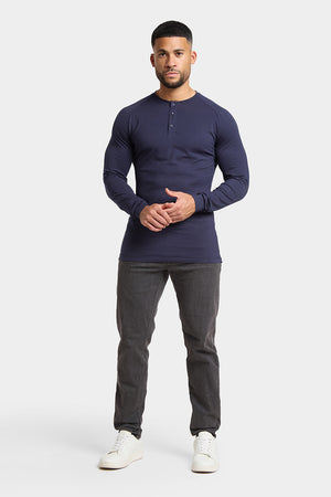 Long Sleeve Everyday Henley T-Shirt in Navy - TAILORED ATHLETE - ROW