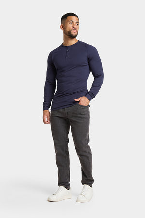 Long Sleeve Everyday Henley T-Shirt in Navy - TAILORED ATHLETE - ROW