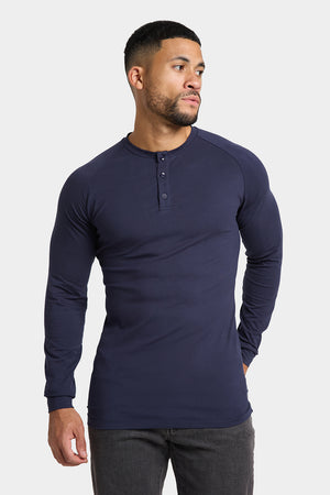 Long Sleeve Everyday Henley T-Shirt in Navy - TAILORED ATHLETE - ROW