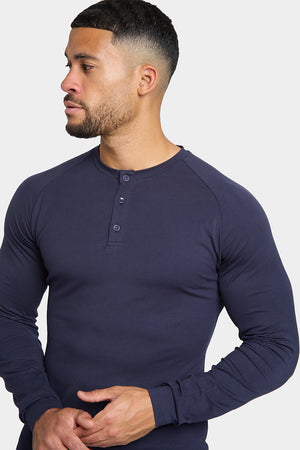 Long Sleeve Everyday Henley T-Shirt in Navy - TAILORED ATHLETE - ROW