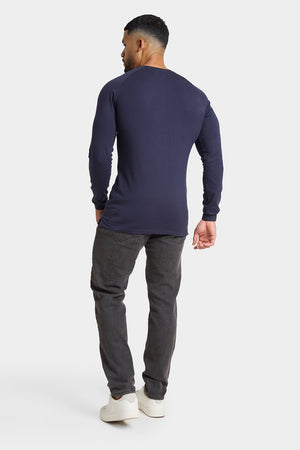 Long Sleeve Everyday Henley T-Shirt in Navy - TAILORED ATHLETE - ROW