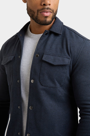 Herringbone Jersey Overshirt in Dark Steel - TAILORED ATHLETE - ROW