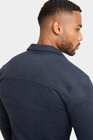 Herringbone Jersey Overshirt in Dark Steel - TAILORED ATHLETE - ROW