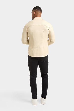 Herringbone Jersey Overshirt in Stone - TAILORED ATHLETE - ROW