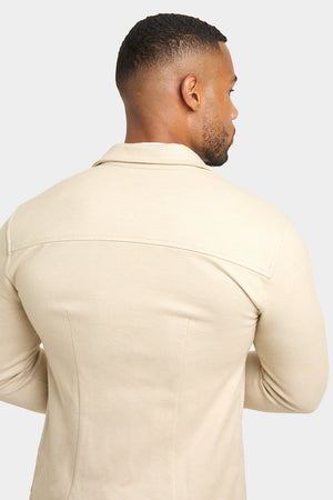 Herringbone Jersey Overshirt in Stone - TAILORED ATHLETE - ROW