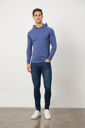 Hooded Top in Denim Blue - TAILORED ATHLETE - ROW