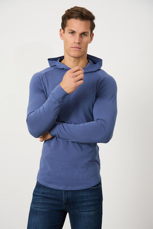 Hooded Top in Denim Blue - TAILORED ATHLETE - ROW