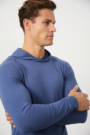 Hooded Top in Denim Blue - TAILORED ATHLETE - ROW