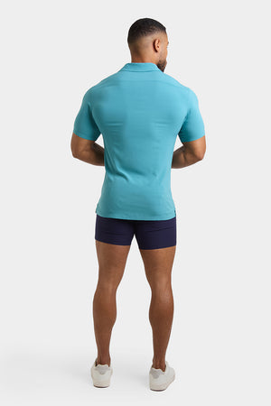 Muscle Fit Short Sleeve Viscose Shirt in Teal - TAILORED ATHLETE - ROW