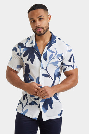Printed Shirt in White Ink Floral - TAILORED ATHLETE - ROW