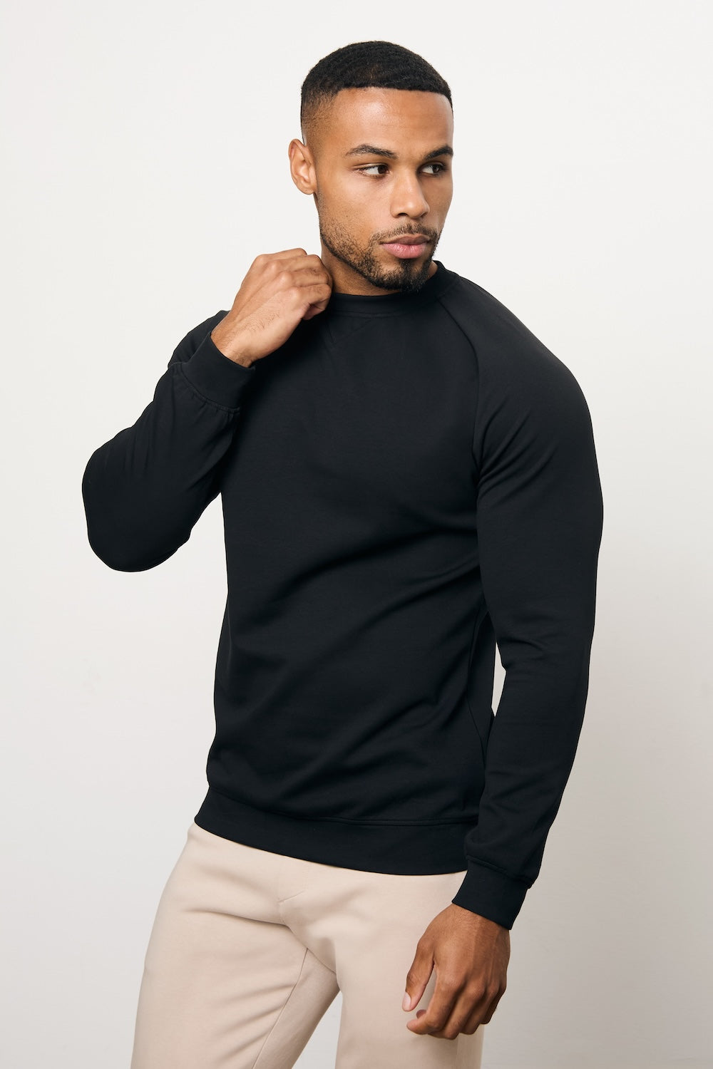 Interlock Crew Neck Sweat in Black