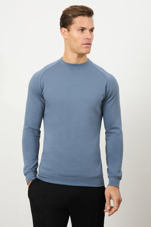 Interlock Crew Neck Sweat in Denim - TAILORED ATHLETE - ROW