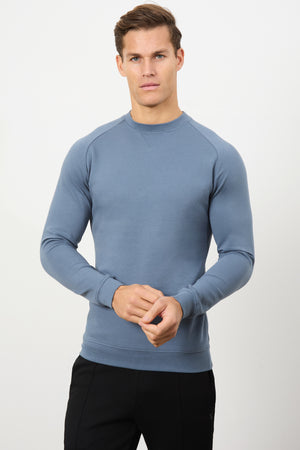 Interlock Crew Neck Sweat in Denim - TAILORED ATHLETE - ROW