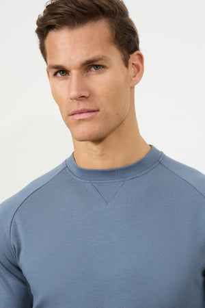 Interlock Crew Neck Sweat in Denim - TAILORED ATHLETE - ROW