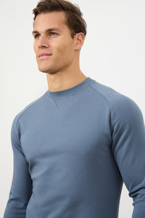 Interlock Crew Neck Sweat in Denim - TAILORED ATHLETE - ROW