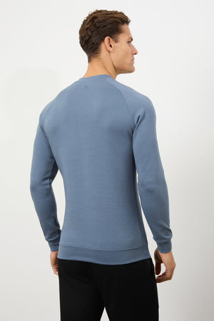 Interlock Crew Neck Sweat in Denim - TAILORED ATHLETE - ROW