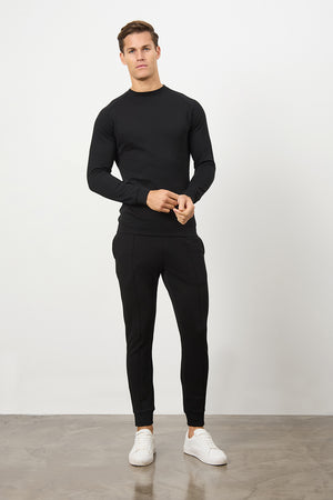 Interlock Crew Neck Sweat in Black - TAILORED ATHLETE - ROW