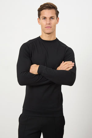 Interlock Crew Neck Sweat in Black - TAILORED ATHLETE - ROW