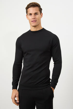 Interlock Crew Neck Sweat in Black - TAILORED ATHLETE - ROW