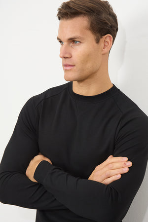 Interlock Crew Neck Sweat in Black - TAILORED ATHLETE - ROW