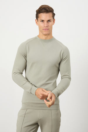 Interlock Crew Neck Sweat in Smoky Sage - TAILORED ATHLETE - ROW