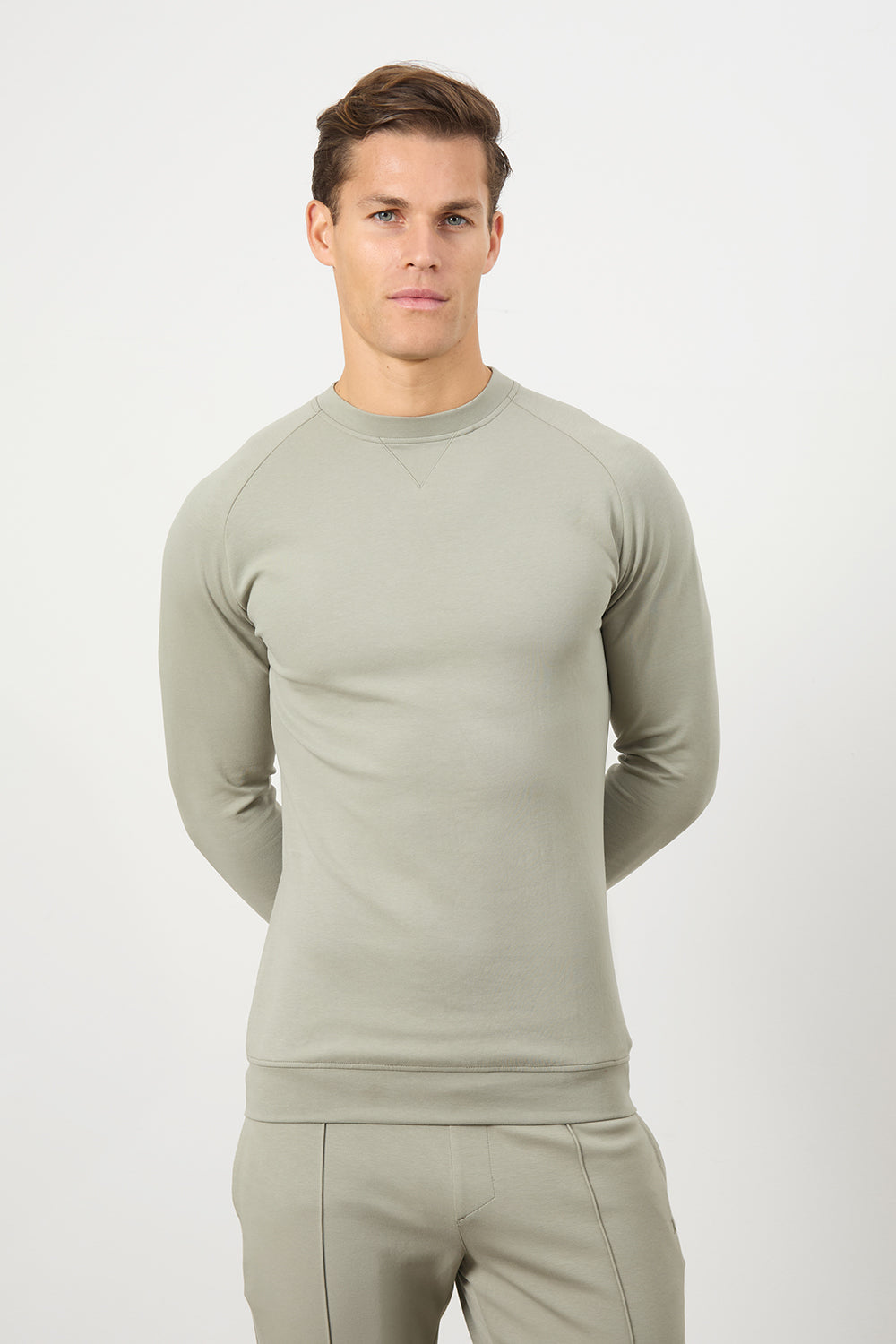 Interlock Crew Neck Sweat in Smoky Sage - TAILORED ATHLETE - ROW