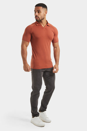 Jersey Buttonless Polo Shirt in Copper - TAILORED ATHLETE - ROW