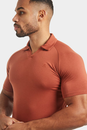Jersey Buttonless Polo Shirt in Copper - TAILORED ATHLETE - ROW