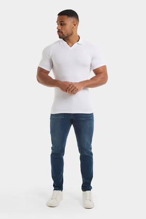 Jersey Buttonless Polo Shirt in White - TAILORED ATHLETE - ROW