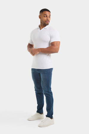 Jersey Buttonless Polo Shirt in White - TAILORED ATHLETE - ROW