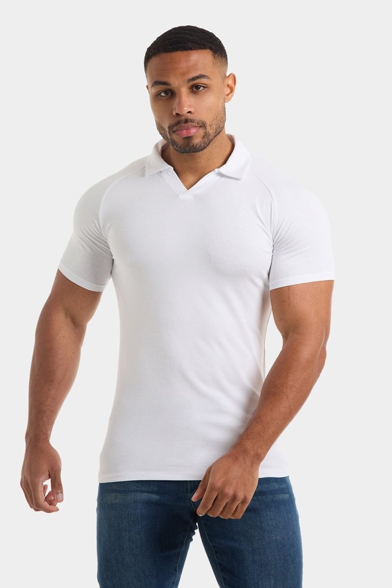 Jersey Buttonless Polo Shirt in White - TAILORED ATHLETE - ROW