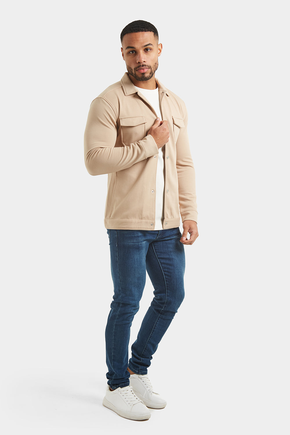 Jersey Shacket in Stone - TAILORED ATHLETE - ROW