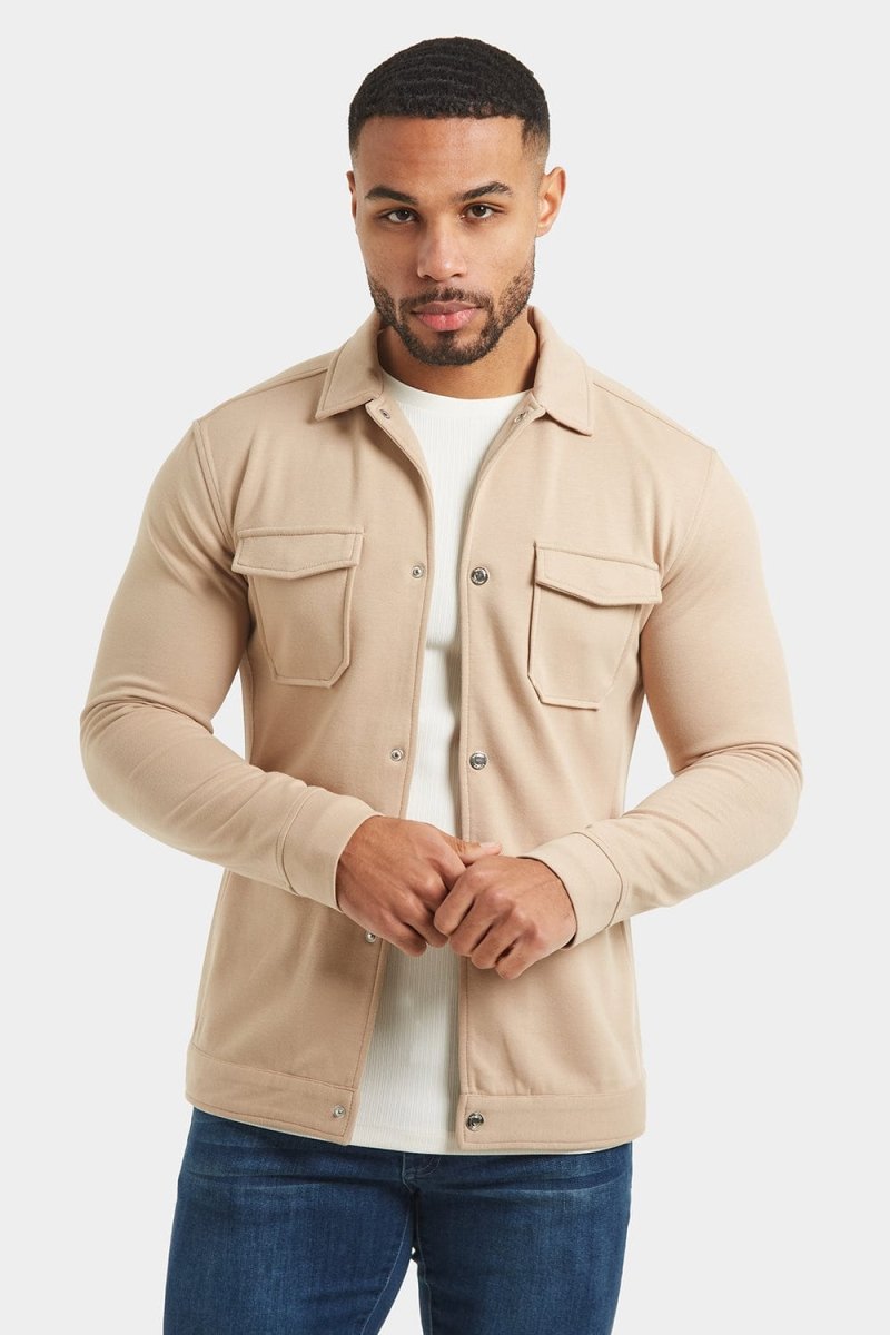 Jersey Shacket in Stone - TAILORED ATHLETE - ROW