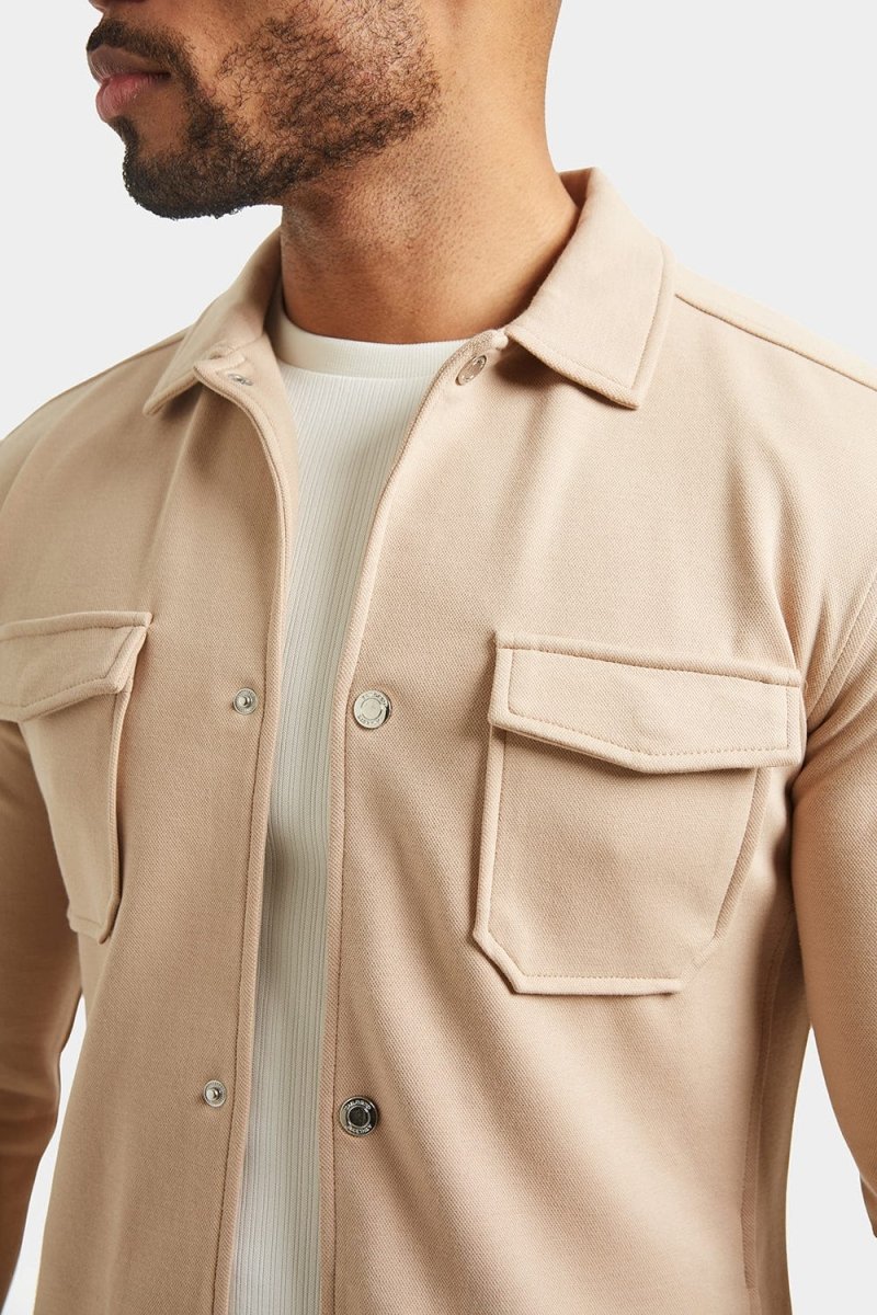 Jersey Shacket in Stone - TAILORED ATHLETE - ROW