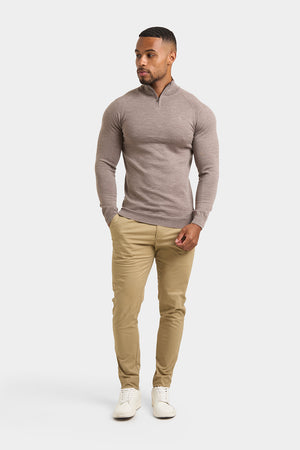 Merino Wool Half Zip Neck in Natural Marl - TAILORED ATHLETE - ROW