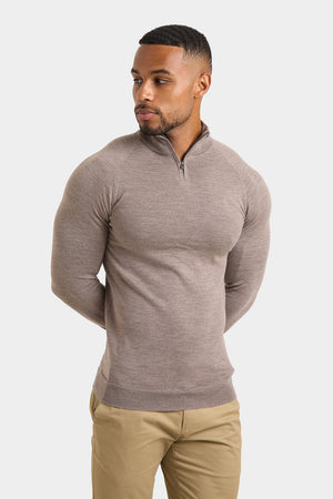 Merino Wool Half Zip Neck in Natural Marl - TAILORED ATHLETE - ROW