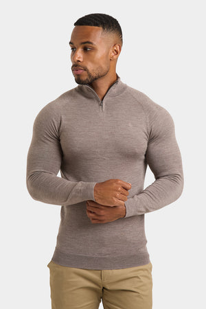 Merino Wool Half Zip Neck in Natural Marl - TAILORED ATHLETE - ROW