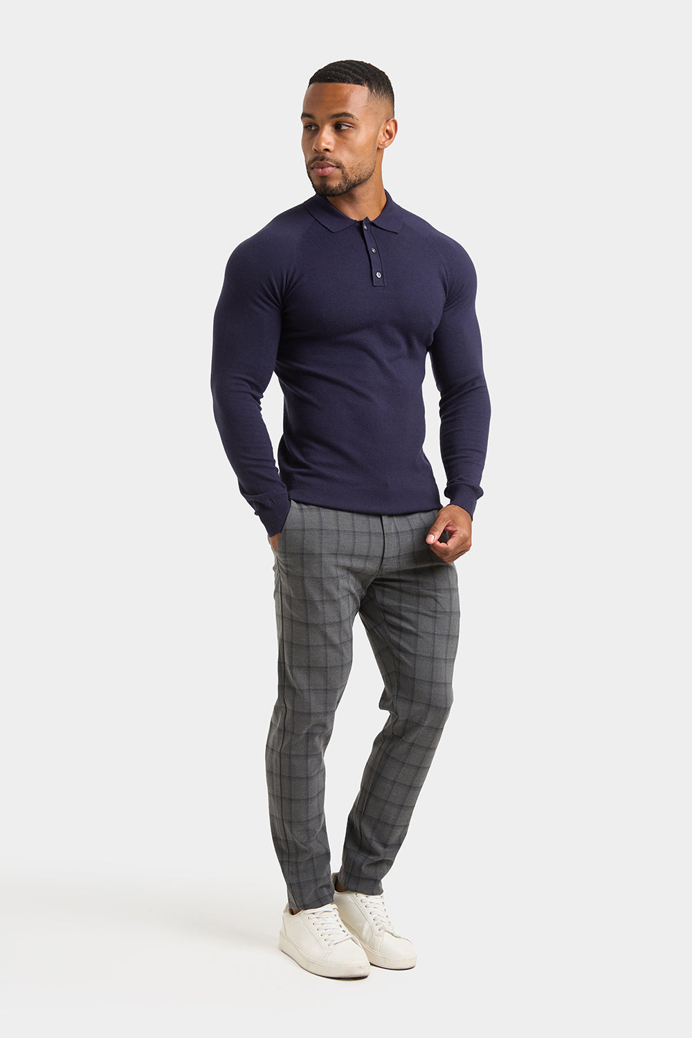 Knitted Polo Shirt in Navy - TAILORED ATHLETE - ROW