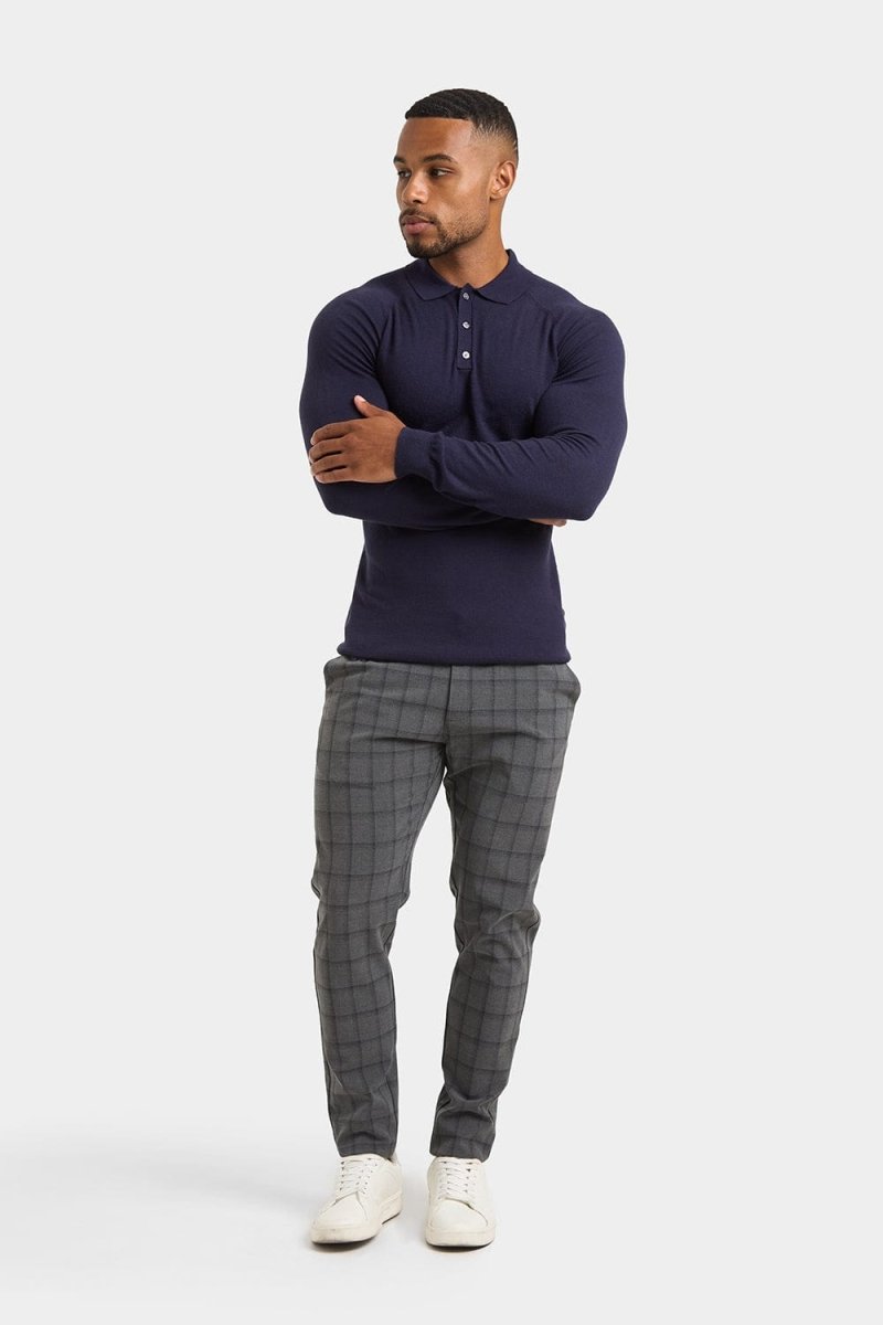 Knitted Polo Shirt in Navy - TAILORED ATHLETE - ROW