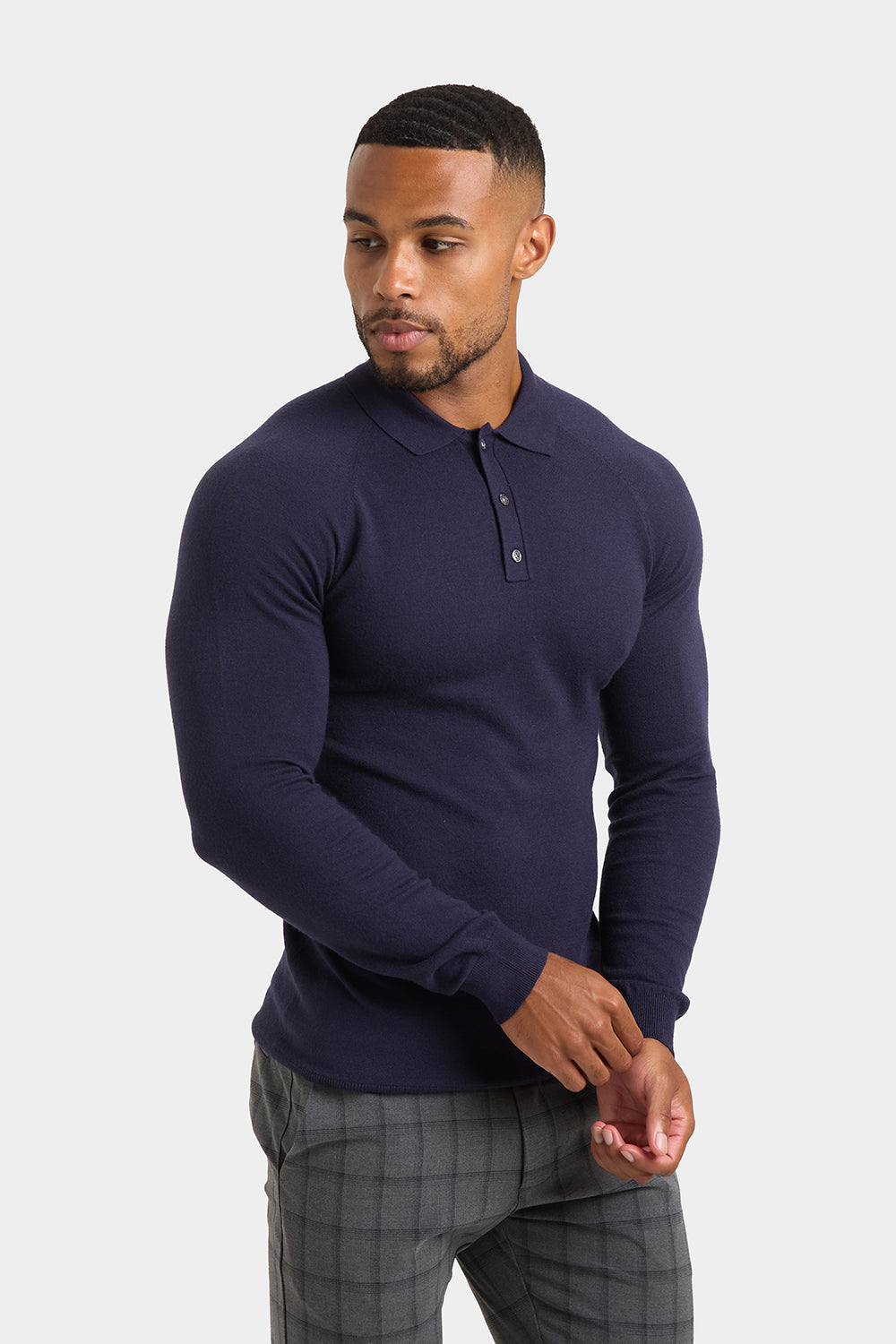 Knitted Polo Shirt in Navy - TAILORED ATHLETE - ROW