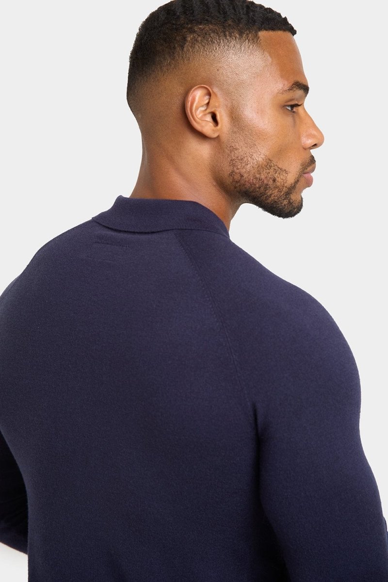 Knitted Polo Shirt in Navy - TAILORED ATHLETE - ROW