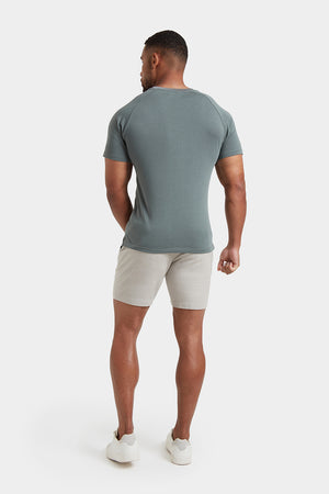 Knit Look T-Shirt in Khaki Grey - TAILORED ATHLETE - ROW