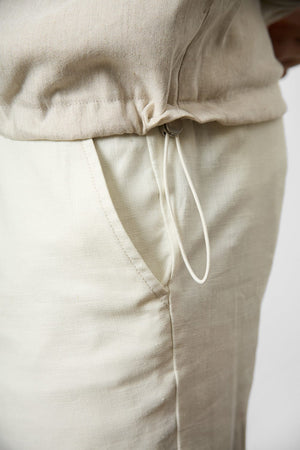 Linen Blend Zip Through Jacket in Oatmeal - TAILORED ATHLETE - ROW