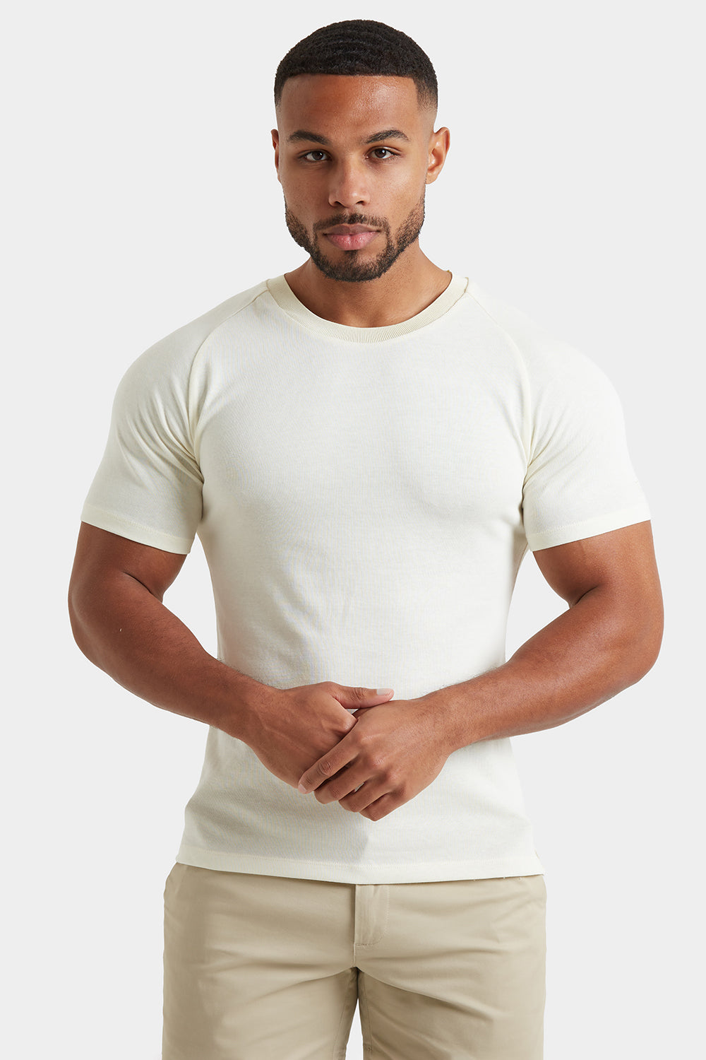 Knit Look T-Shirt in Ecru - TAILORED ATHLETE - ROW