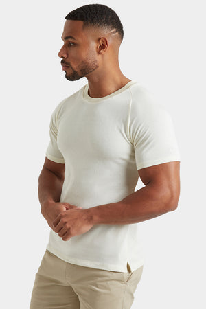 Knit Look T-Shirt in Ecru - TAILORED ATHLETE - ROW