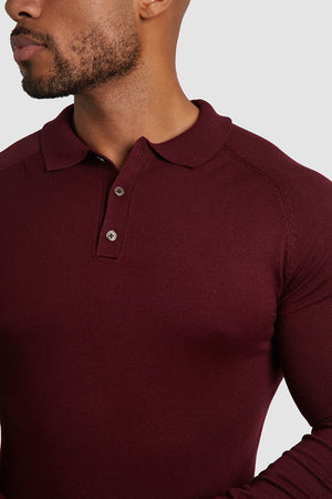Knitted Polo Shirt in Claret - TAILORED ATHLETE - ROW