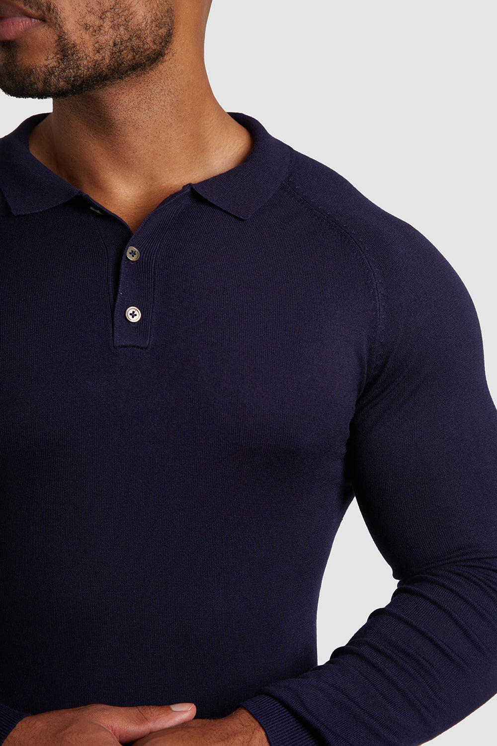 Boxy Long Sleeve Knitted Revere Polo